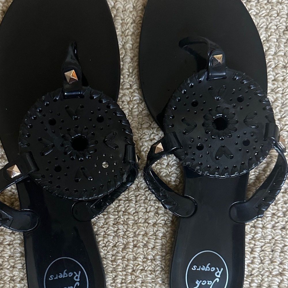 Jack Rogers Georgica Jelly Medallion Thong Sandals – Black, Sz 9 - Picture 3 of 5